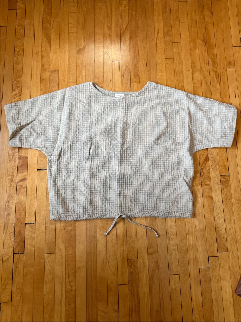Curator SF Quilty Ayana Top Beige Textured Drawstring Boxy Top 2XL
